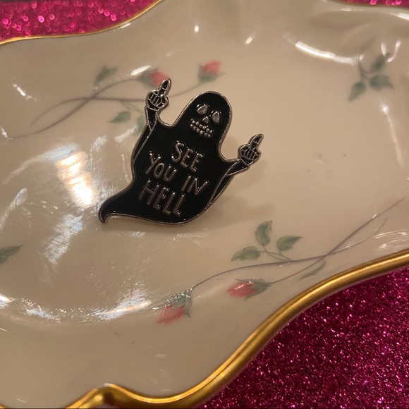 Vintage Jewelry - See You In Hell Ghost Enamel Pin